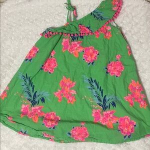 Tommy Bahama Green Floral One-Shoulder Trapeze Dress